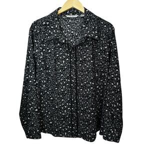 Fred David Gray Black Leopard Print Shirt‎ Womens Button Up Top Size 3X Stretch